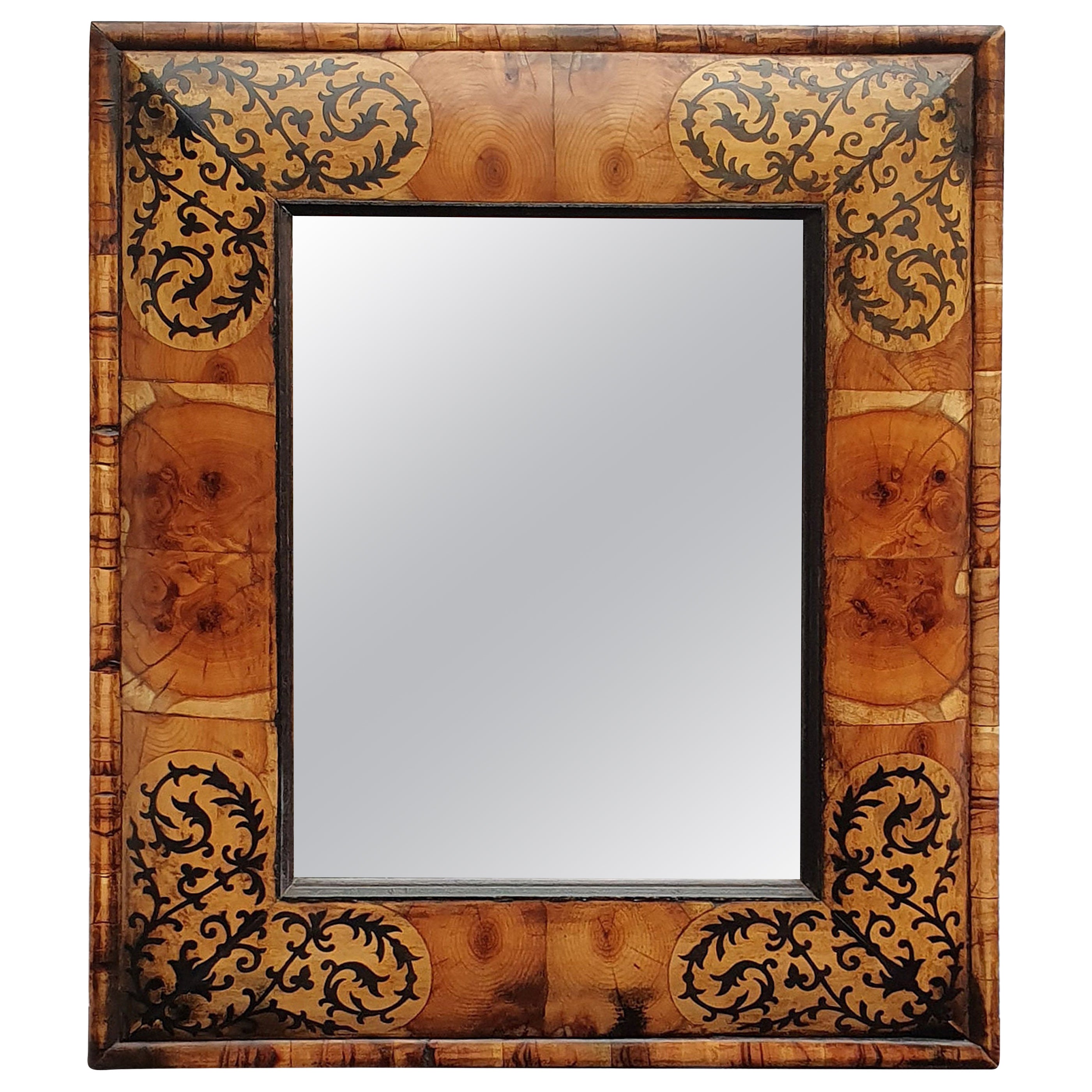 Marquetry Cushion Oyster Mirror For Sale