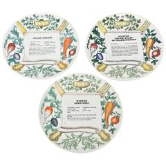 Set of Three Italian Unusual Fornasetti "Recipe" Porcelain Plates 2