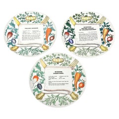 Lote de tres platos "Receta" de porcelana vintage Piero Fornasetti