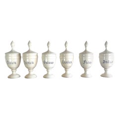Vintage Set of Six Apothecary Jars w/ Lids