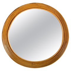 Mid-Century Round Bamboo Mirror 1960s