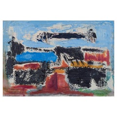 Vintage Carl Johanson, Swedish artist. Oil/canvas. Abstract composition