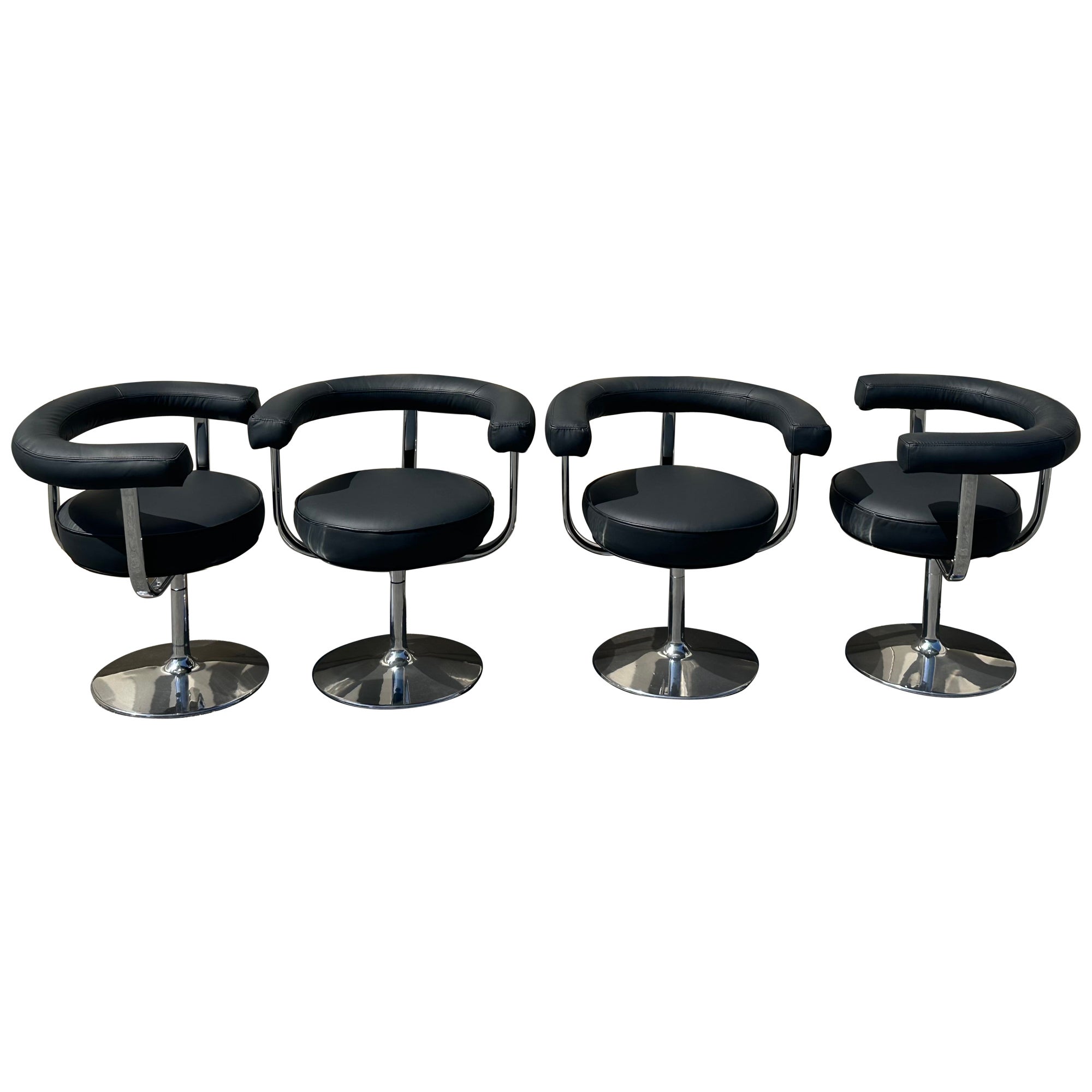 Set of Four Chrome & Leather "Polar" Chairs by Esko Pajamies for Lepo Finn For Sale