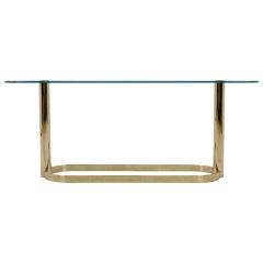 Pace Collection Glass Console/Sofa Table, Brass Base Nice Patina
