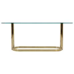 Pace Collection Glass Console/Sofa Table, Brass Base Nice Patina 9