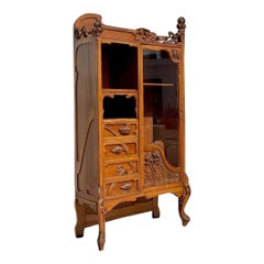 Early 20th Century Art Nouveau Carved Wood Cabinet