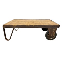 Used Yellow Industrial Coffee Table Cart, 1960s