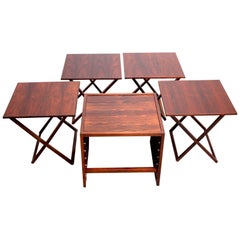 Vintage Aksel Kjersgaard Cube of Danish Modern Rosewood Tray Tables