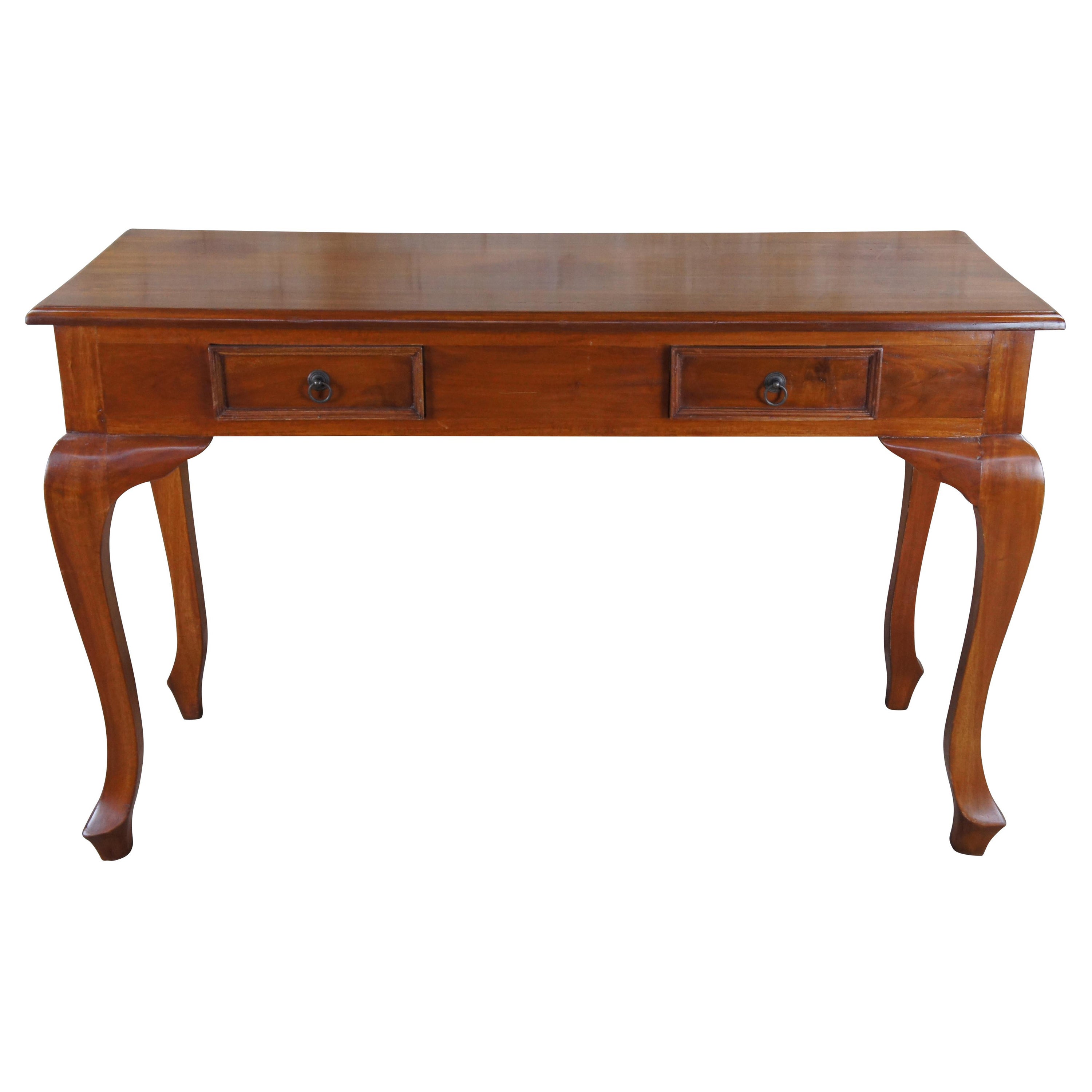 20th Century Solid Mahogany Queen Anne Style Console Table Vanity Makeup Desk For Sale