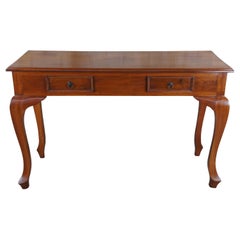 Retro 20th Century Solid Mahogany Queen Anne Style Console Table Vanity Makeup Desk