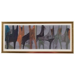 Vintage Arne Brandtman, Swedish artist. Color print on paper. Abstract composition.