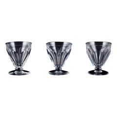Vintage Baccarat, France. Set of three Art Deco red wine glasses in crystal glass