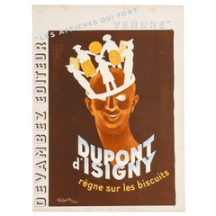 Cappiello, Affiche originale sur la nourriture, Biscuit Dupont d'Isigny, Normandie, Imprimeur 1933
