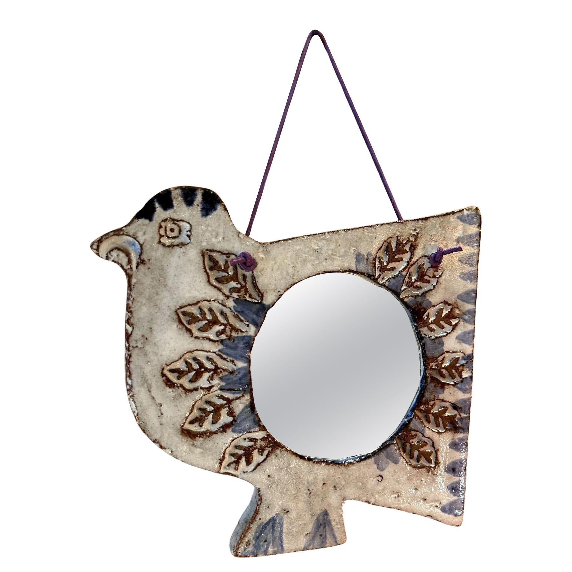 Ceramic mirror by Albert Thiry, France, 1960's For Sale