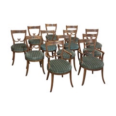 Used Set of Twelve 18th Century Swedish Gustavian Dining Chairs includes 2 Armchairs