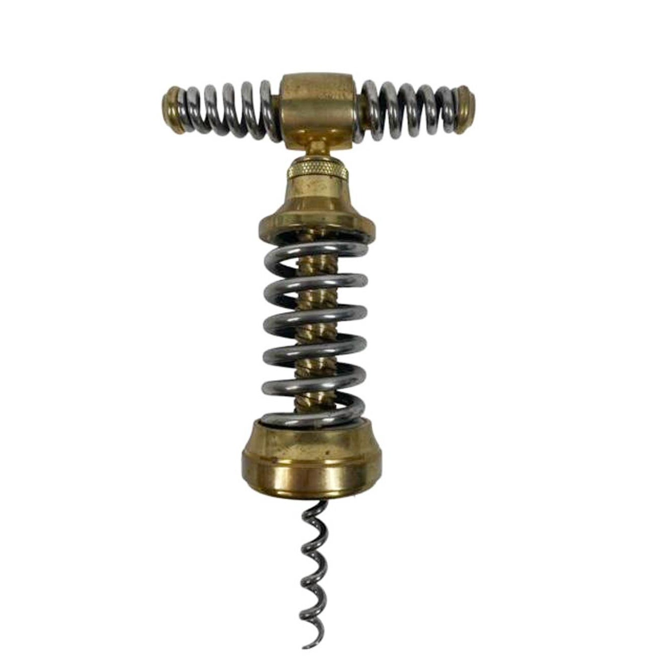 French Brass and Steel "Ressort" (Spring) Pattern Corkscrew by Peugeot For Sale