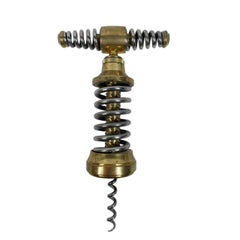 Antique French Brass and Steel "Ressort" (Spring) Pattern Corkscrew by Peugeot