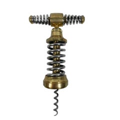 Antique French Brass and Steel "Ressort" (Spring) Pattern Corkscrew by Peugeot