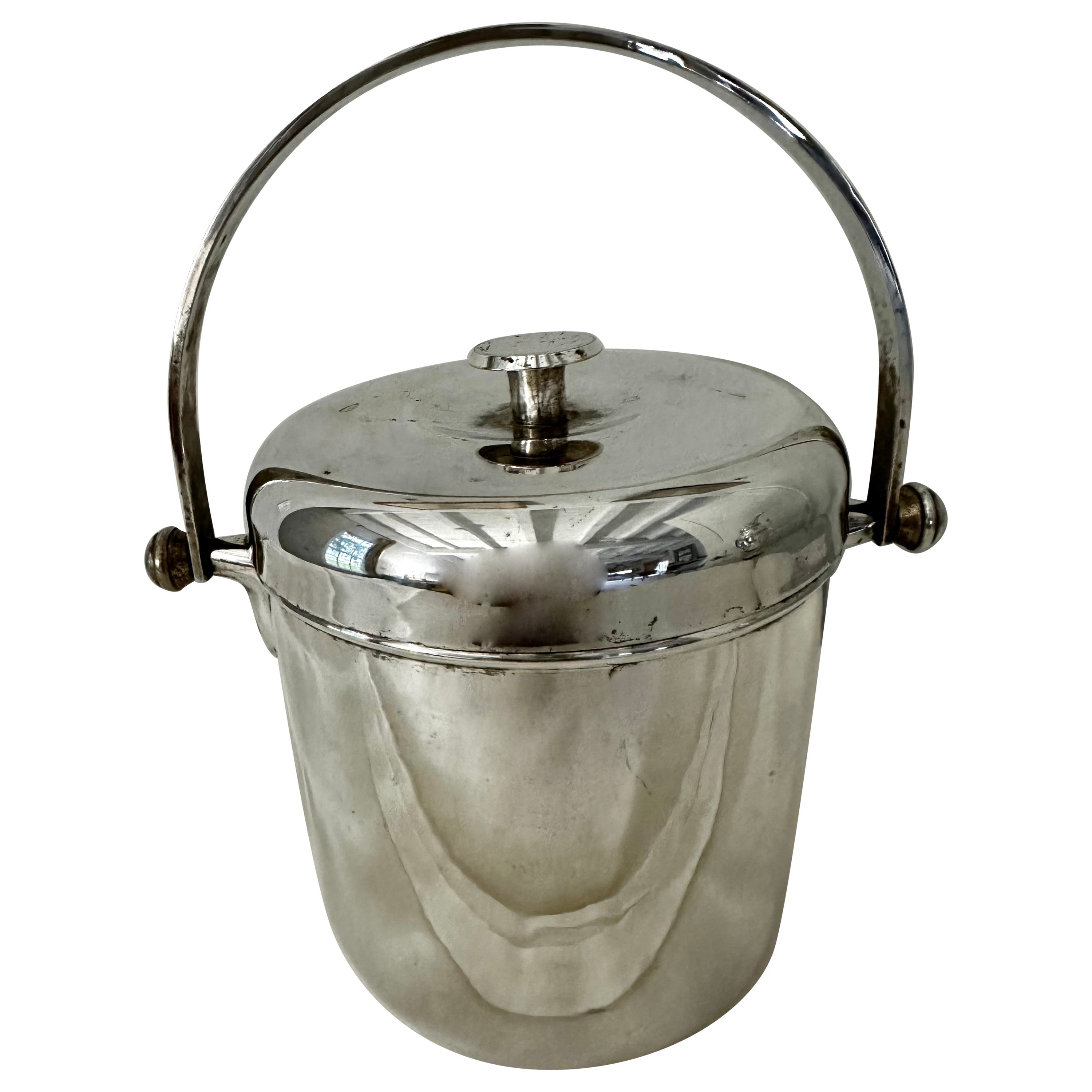 Vintage Mid Century Silver Plate Ice Bucket