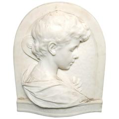 Carved White Marble Profile Plaque
