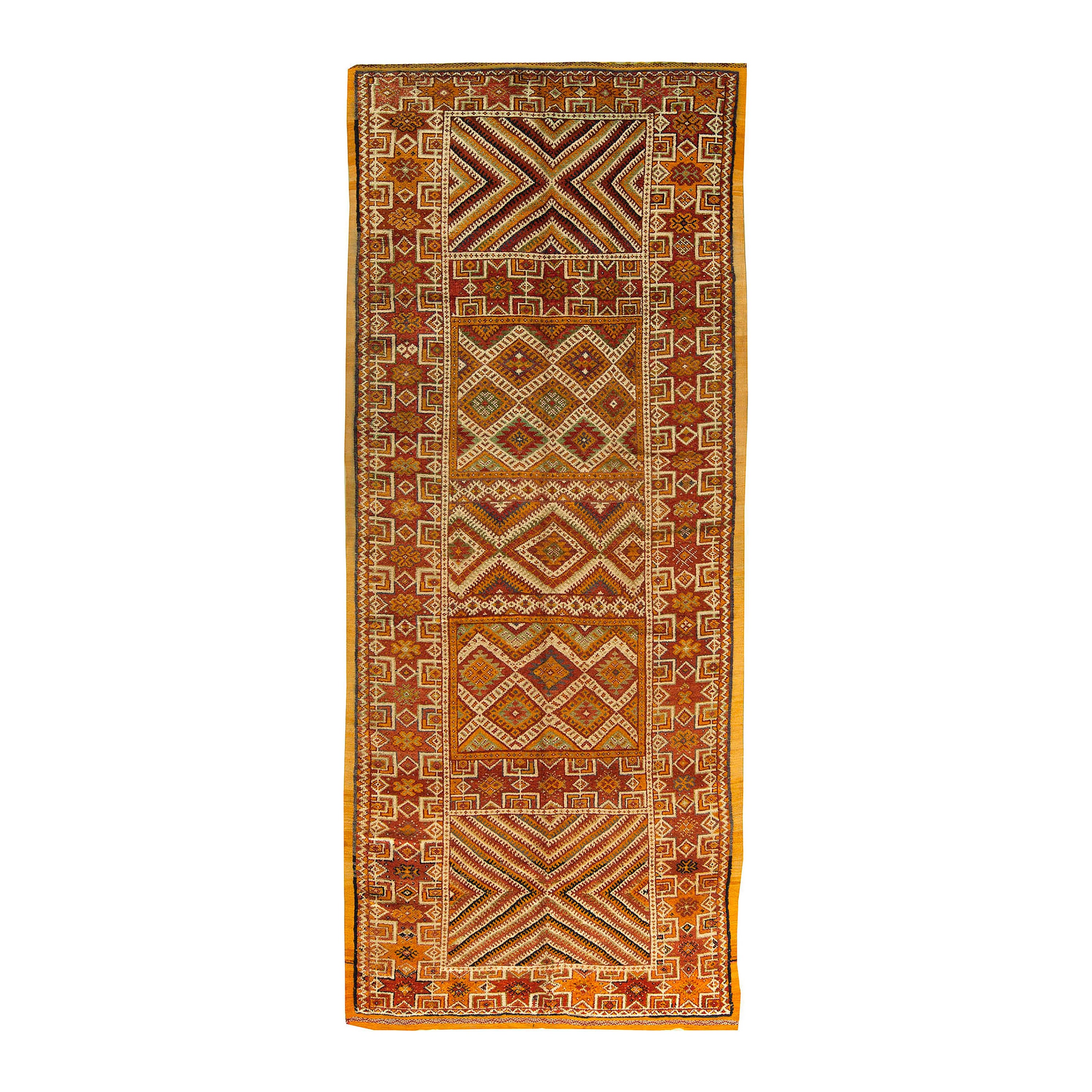 Vintage Moroccan Tribal Geometric Handmade Rug For Sale