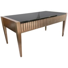 Brush Steel or Aluminum Clad, Granite Topped Writing Table