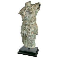 Draped Female Torso in Bronze, after the Antique