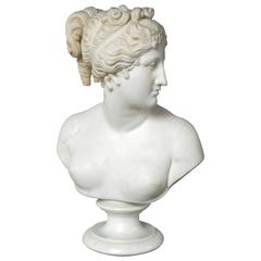 Beautiful White Marble Bust, Signed
