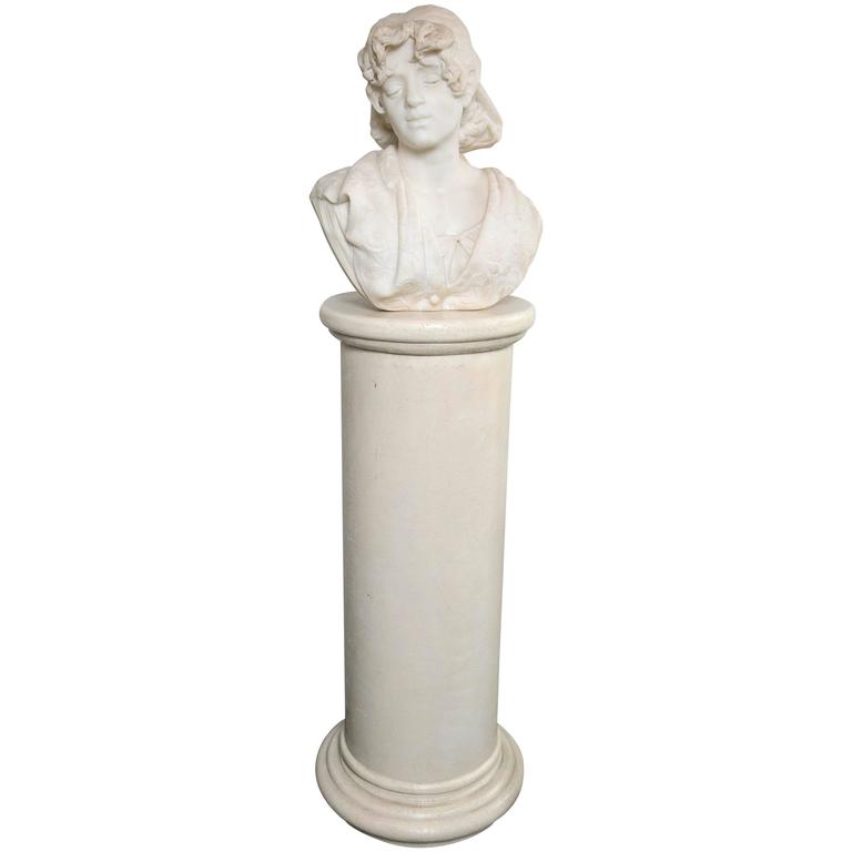 Carved White Marble Bust of a Young Lady For Sale at 1stdibs
