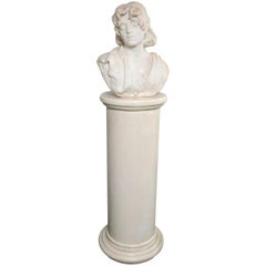 Carved White Marble Bust of a Young Lady