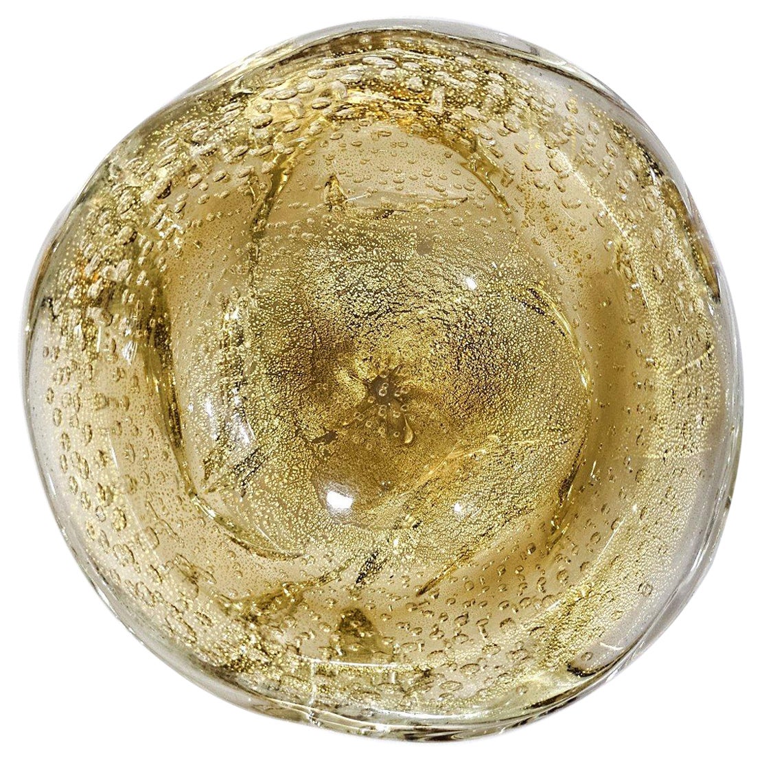 Murano Glass SEGUSO Gold Polveri & Bullicante Sculptural/A Bugne Bowl / Dish For Sale