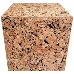 Retro Cube Cork End Table Side Table Square Cocktail Table 