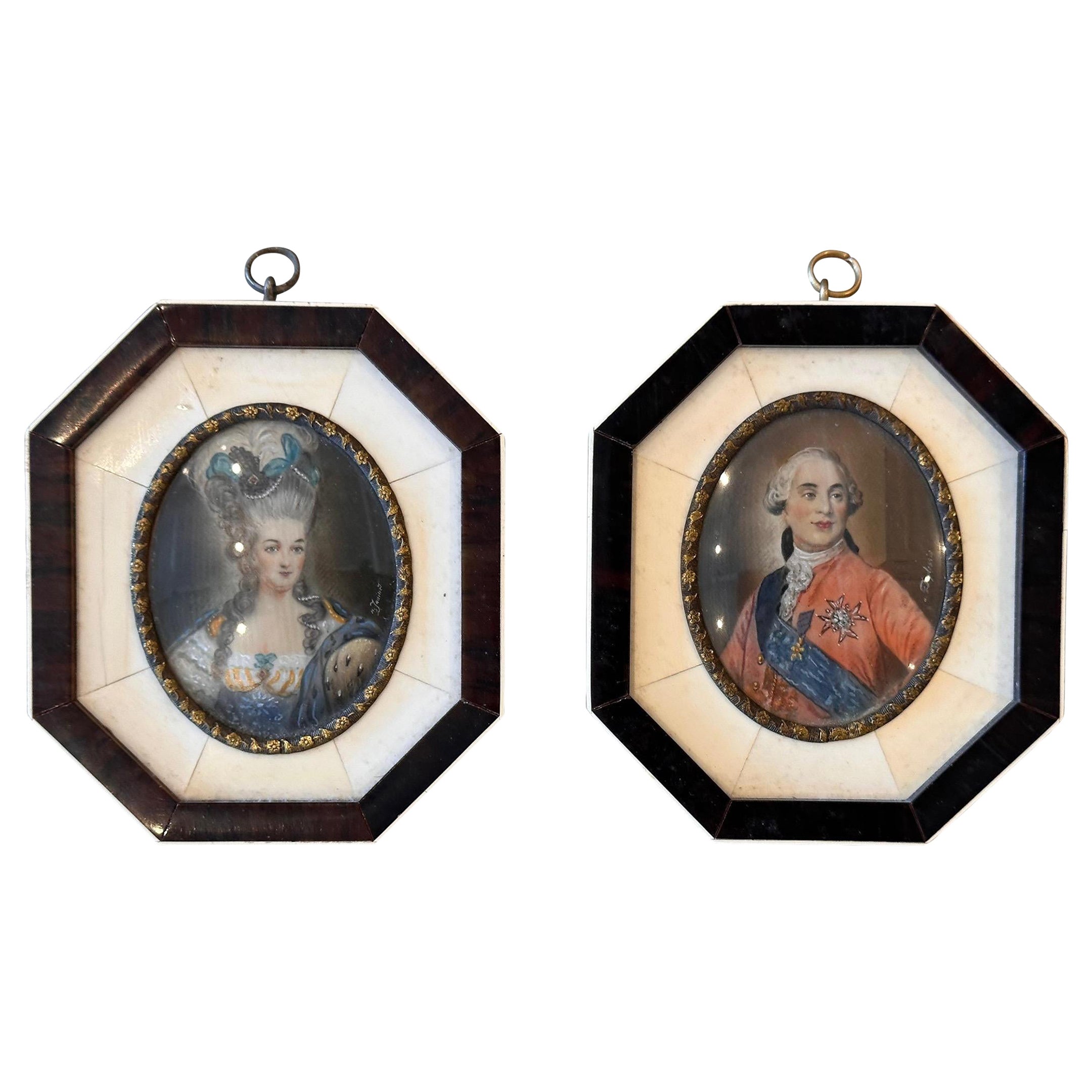 Mid 19th Century Pair of Portraits "Marie Antoinette and Louis XVI" For Sale
