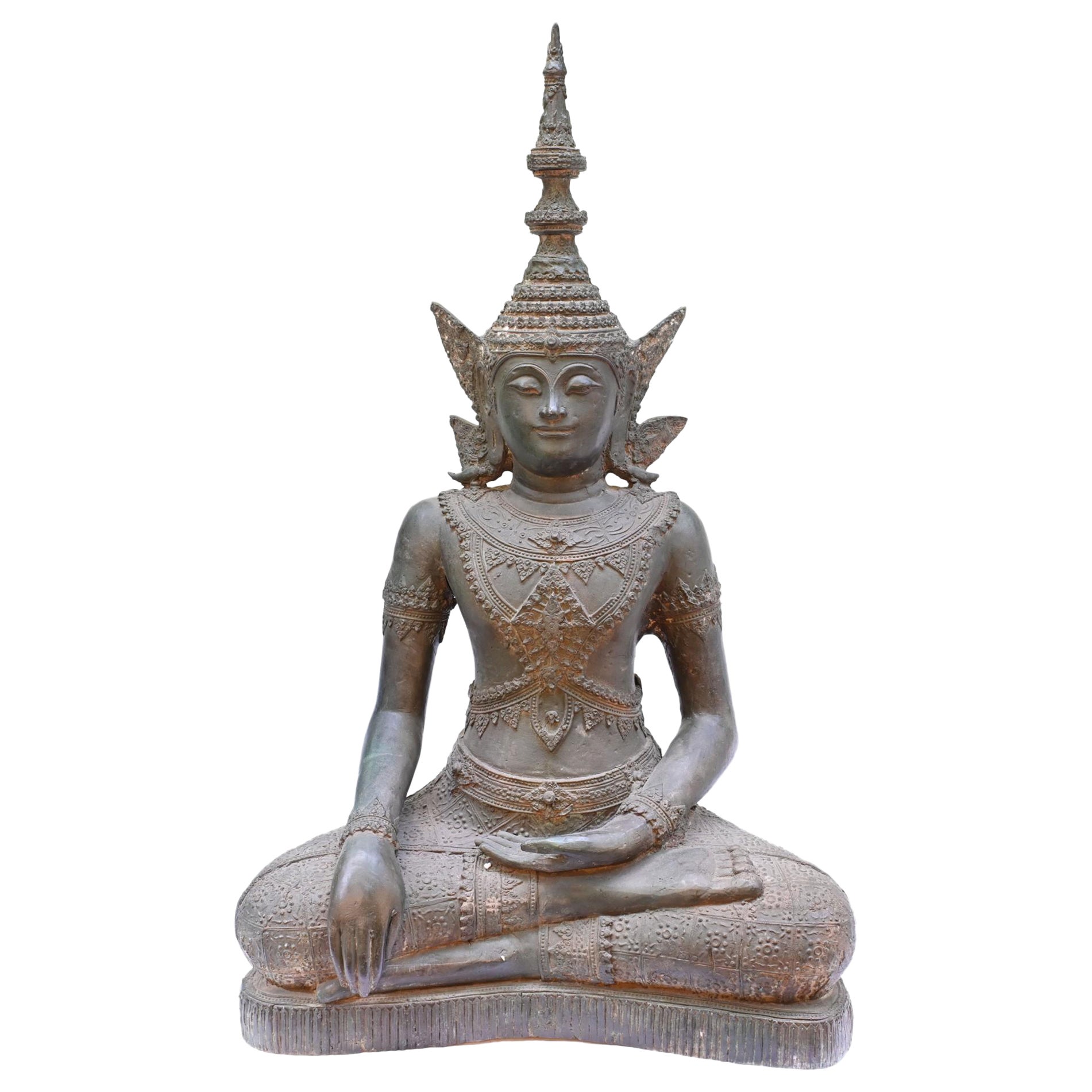 Bronze tibetische Buddha-Statue Antike Buddhismus Meditation Post 1880 im Angebot