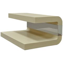 Lacquered Grass Cloth and Chrome Sculptural Coffee Table after Karl Springer 5