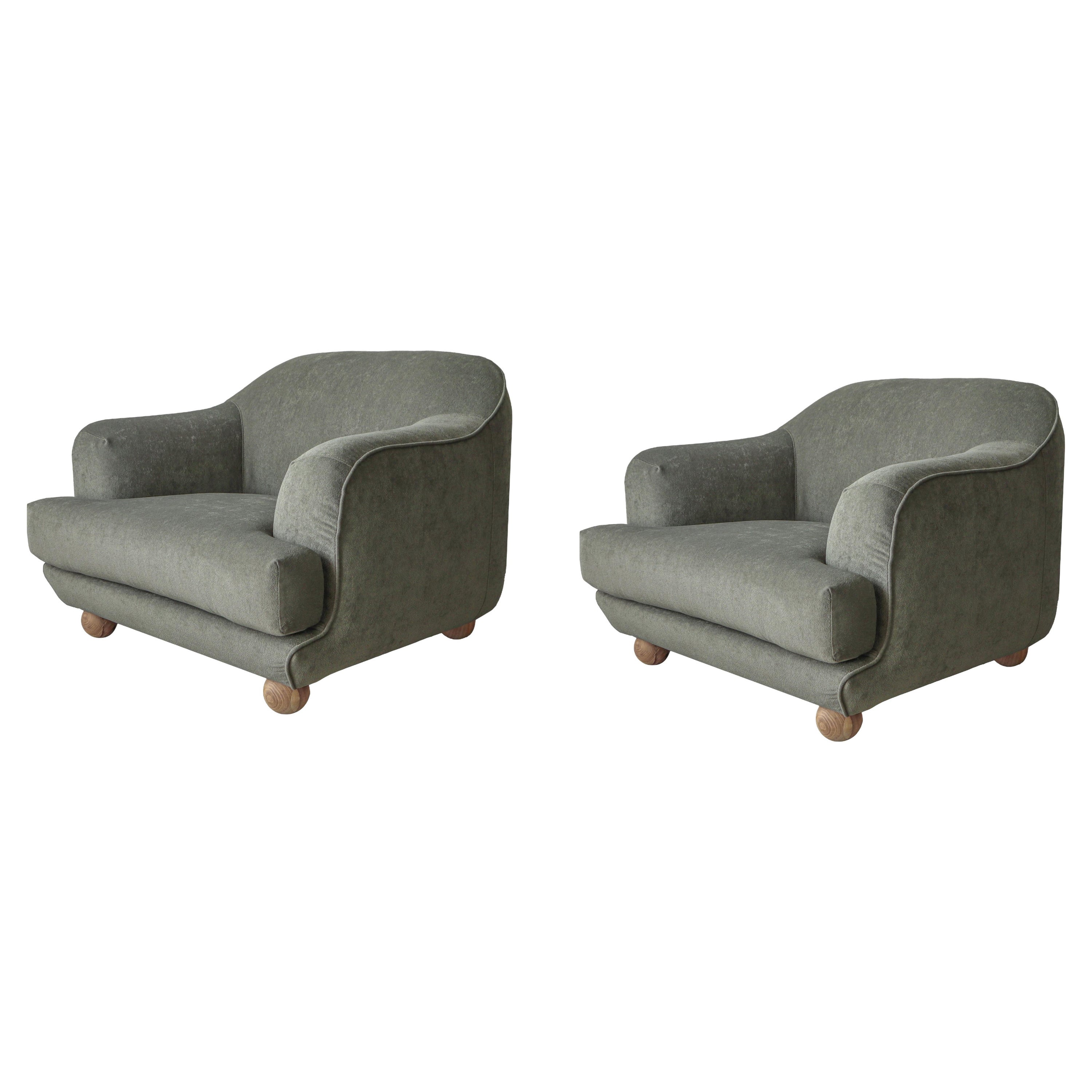 Oversized Pair of Postmodern Lounge Chairs For Sale