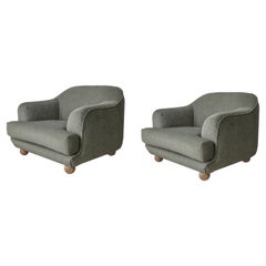 Antique Oversized Pair of Postmodern Lounge Chairs