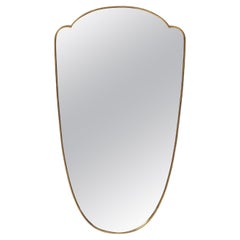 1950s Italian Shield Shaped Brass Mirror 