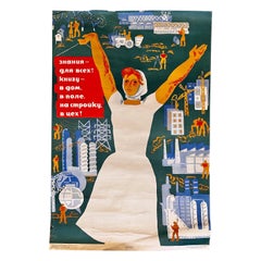 Affiche soviétique vintage originale  « Reading Books and be Educated » 1967