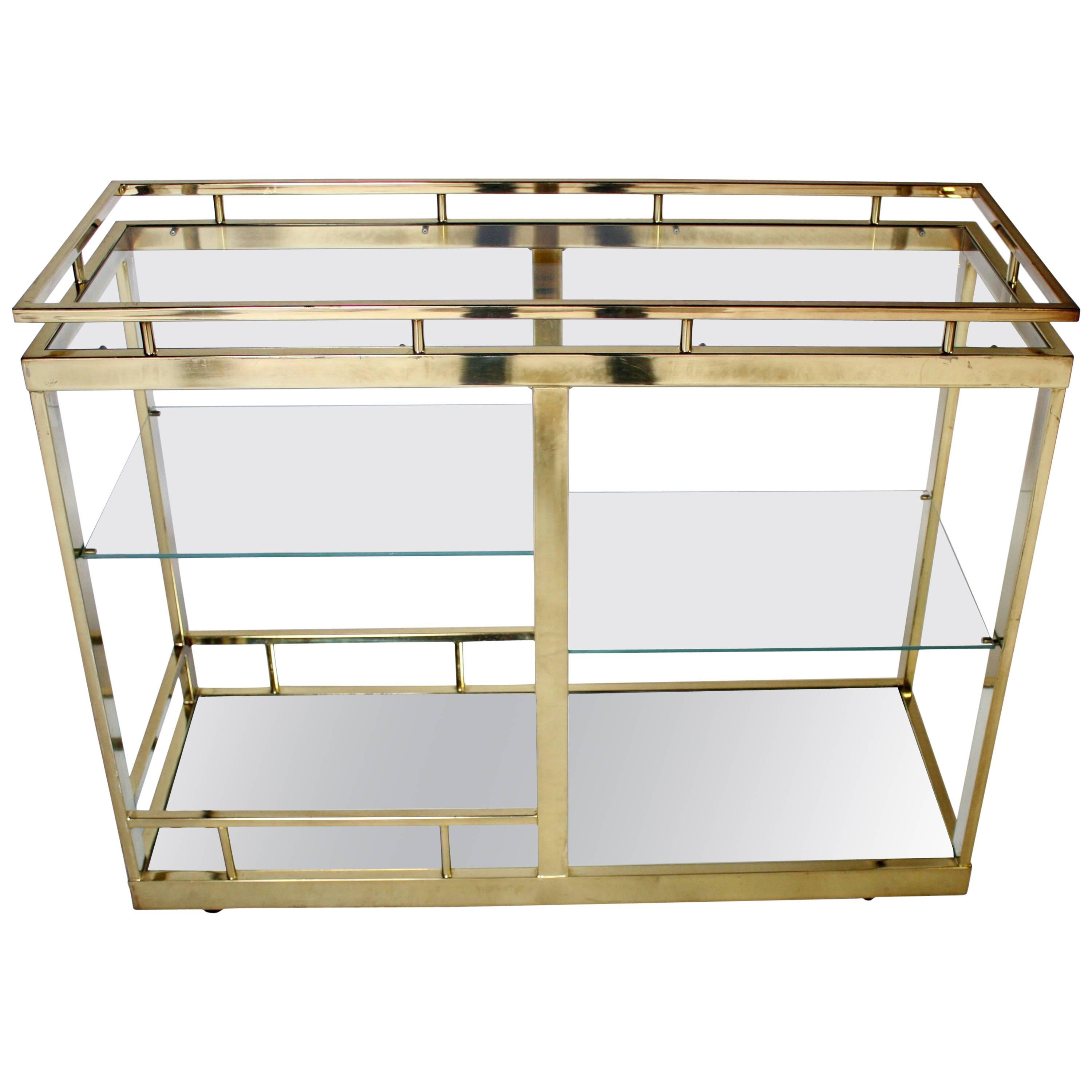 Italian Brass Bar Cart, 1970s