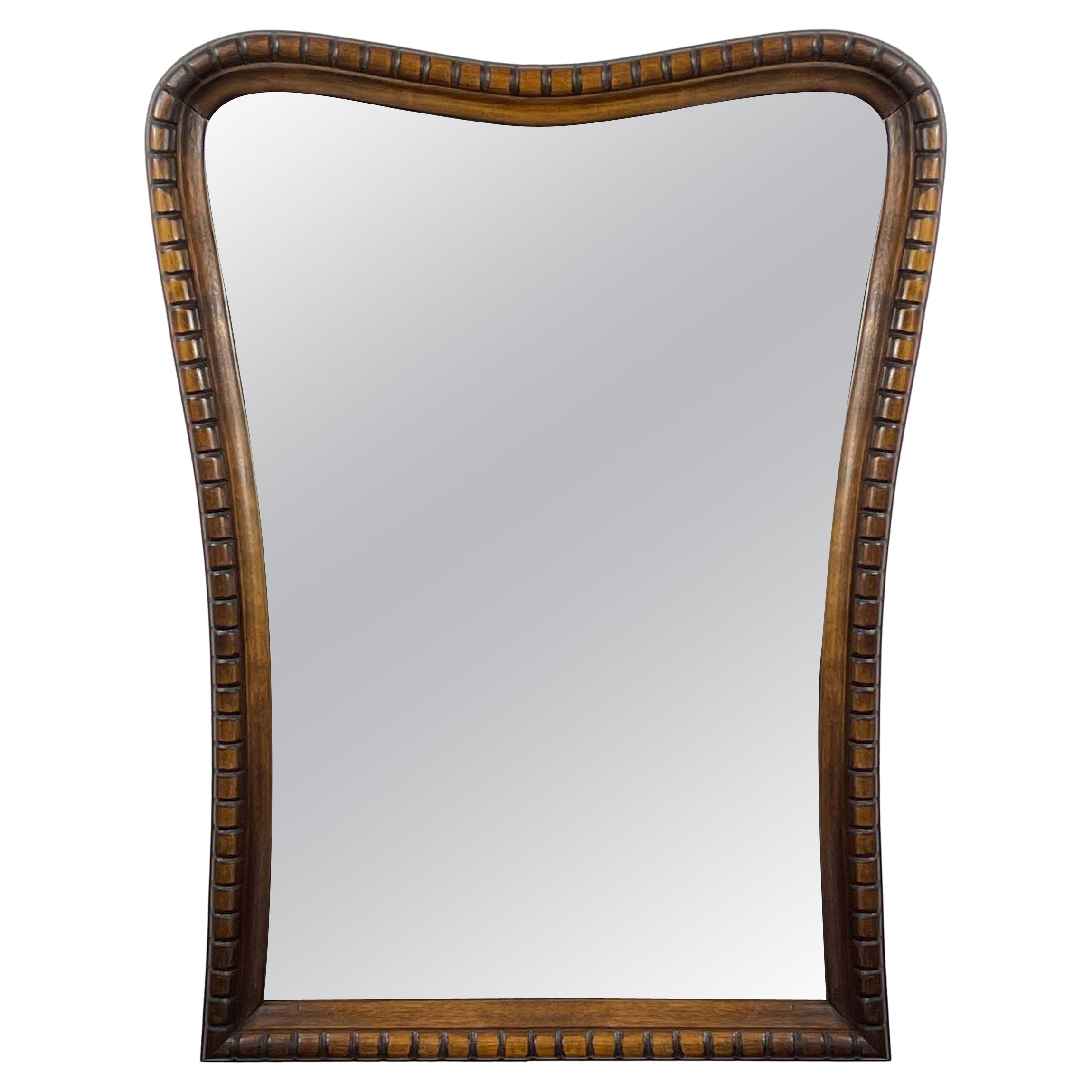 Art Deco Oak Wall Mirror, Italy 1940s For Sale