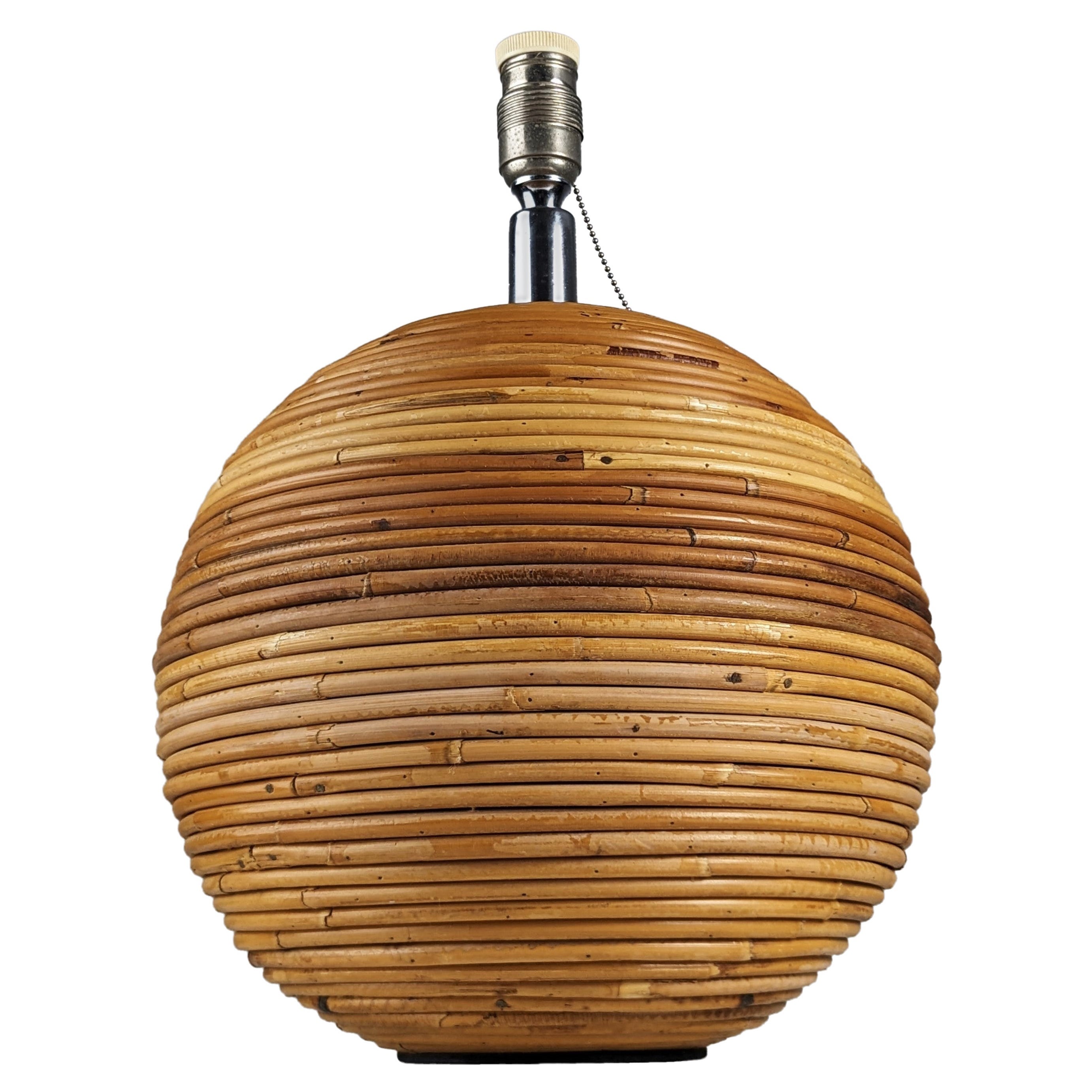 Lampada da tavolo in rattan Sphere, Italia anni '70