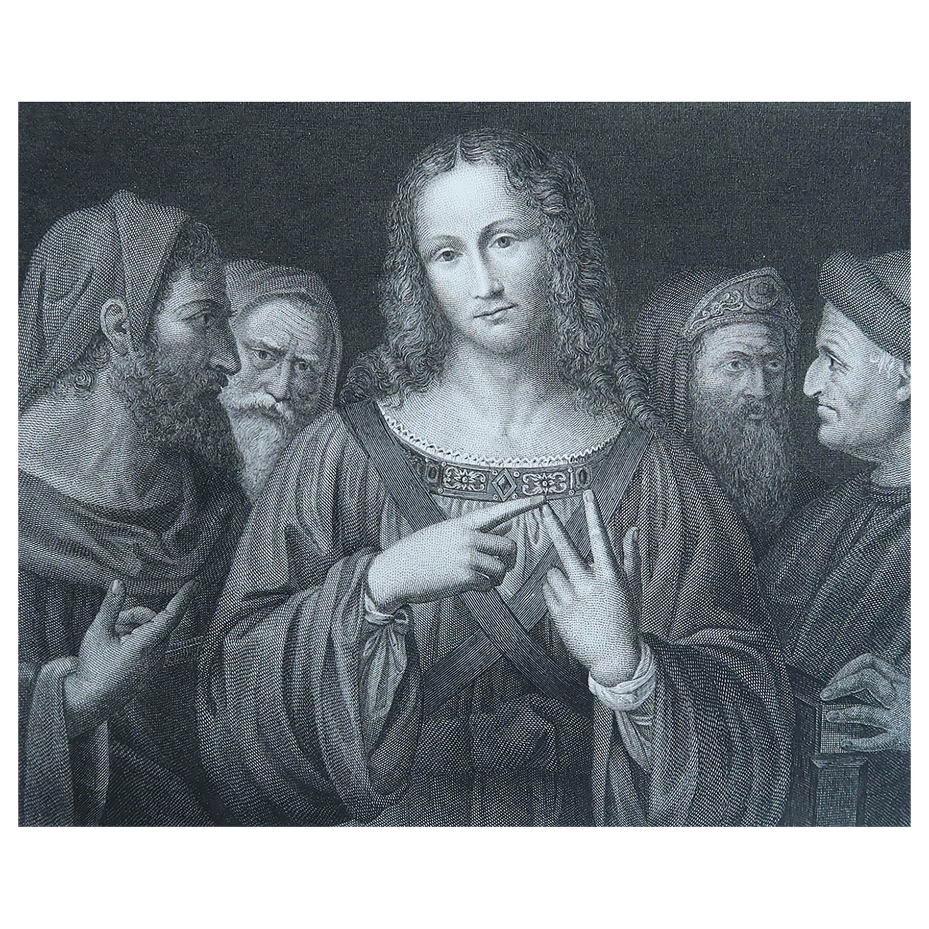Impression ancienne d'origine d'après Léonard de Vinci, vers 1850