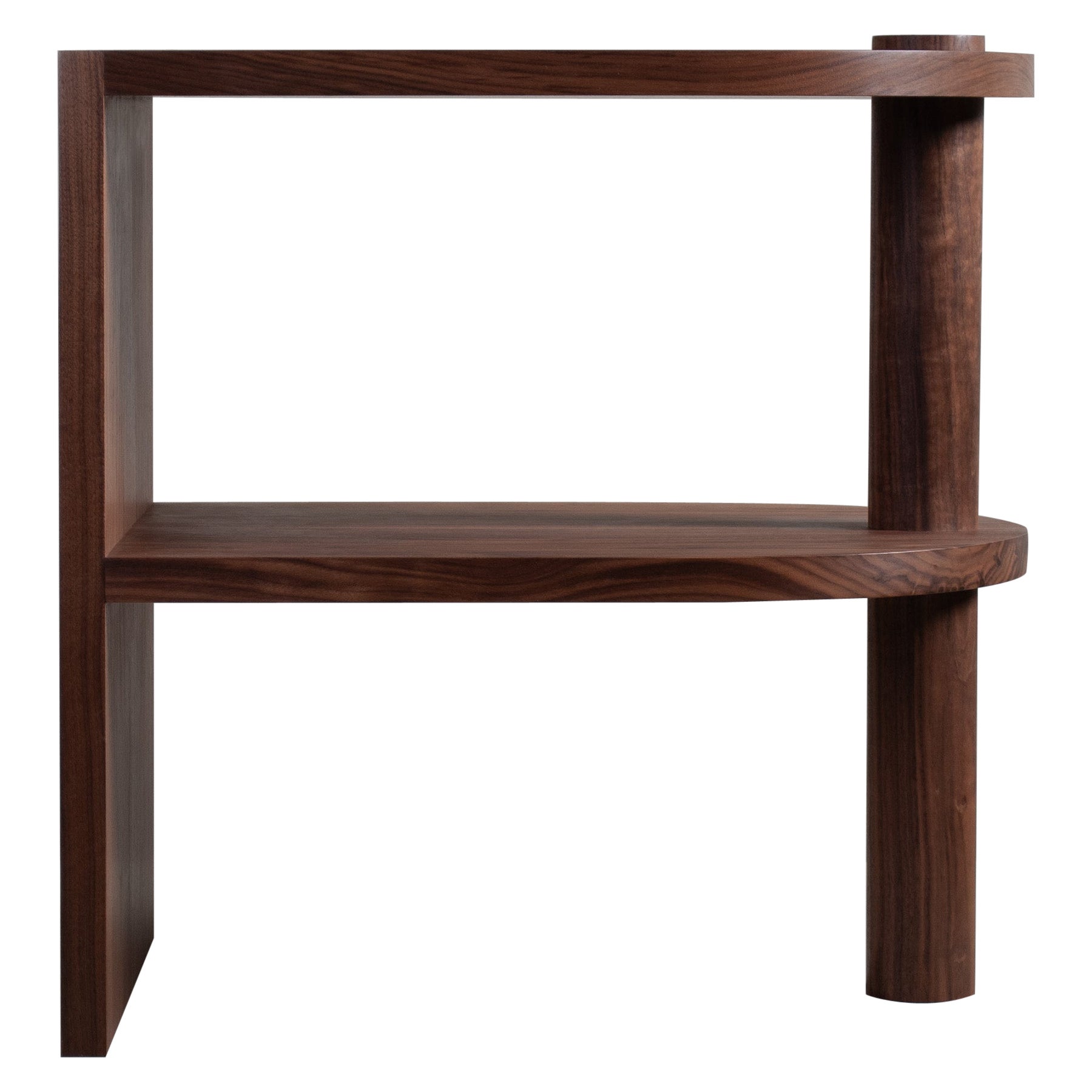 Large Architectural Walnut Nightstand, Handcrafted For Sale