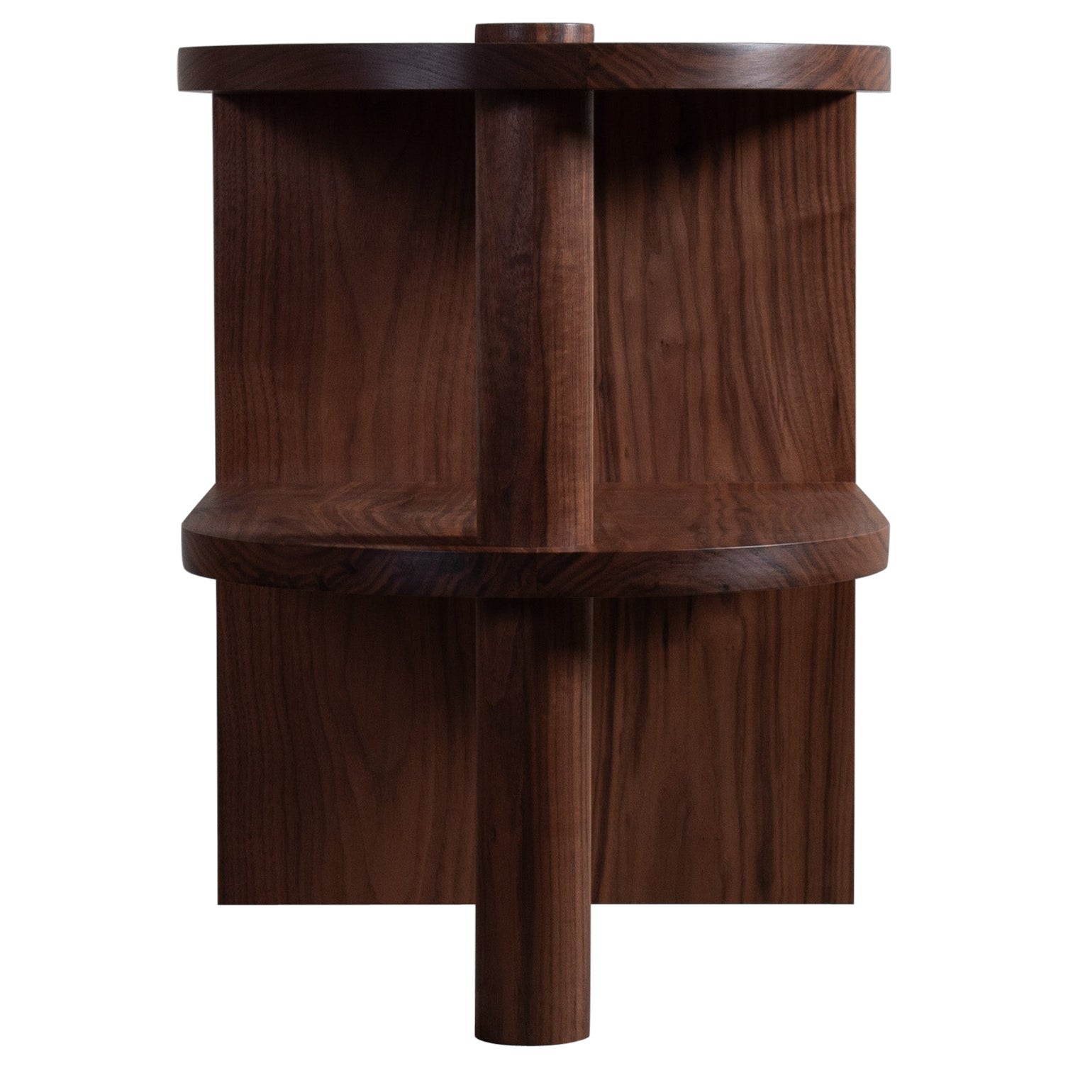 Large Architectural Walnut End Table, Handcrafted For Sale