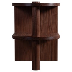 Large Architectural Walnut End Table, Handcrafted