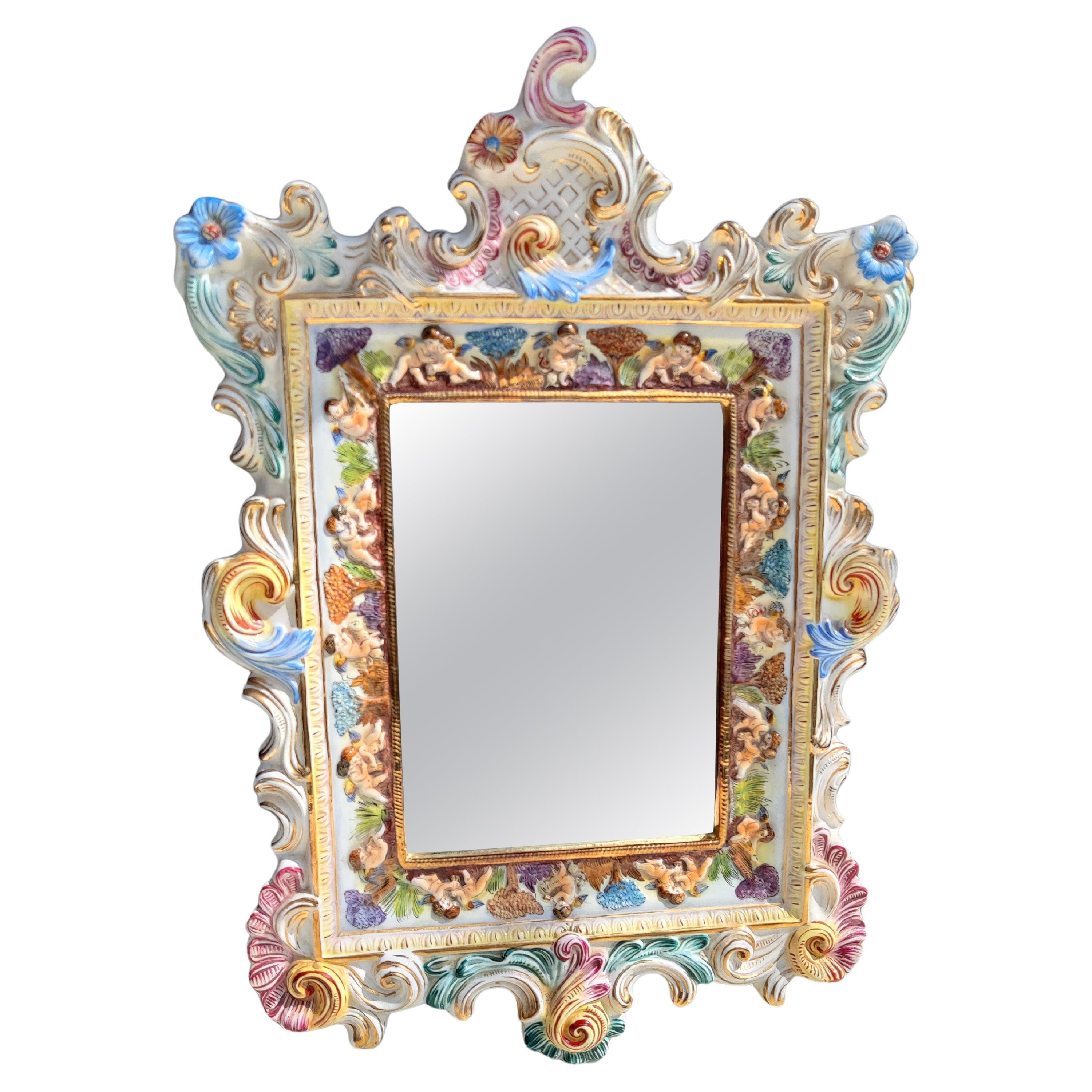 Capodimonte Mirror Italian For Sale