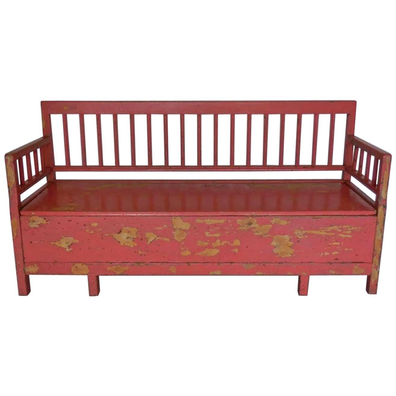 19th Century Painted Swedish Bench/Daybed