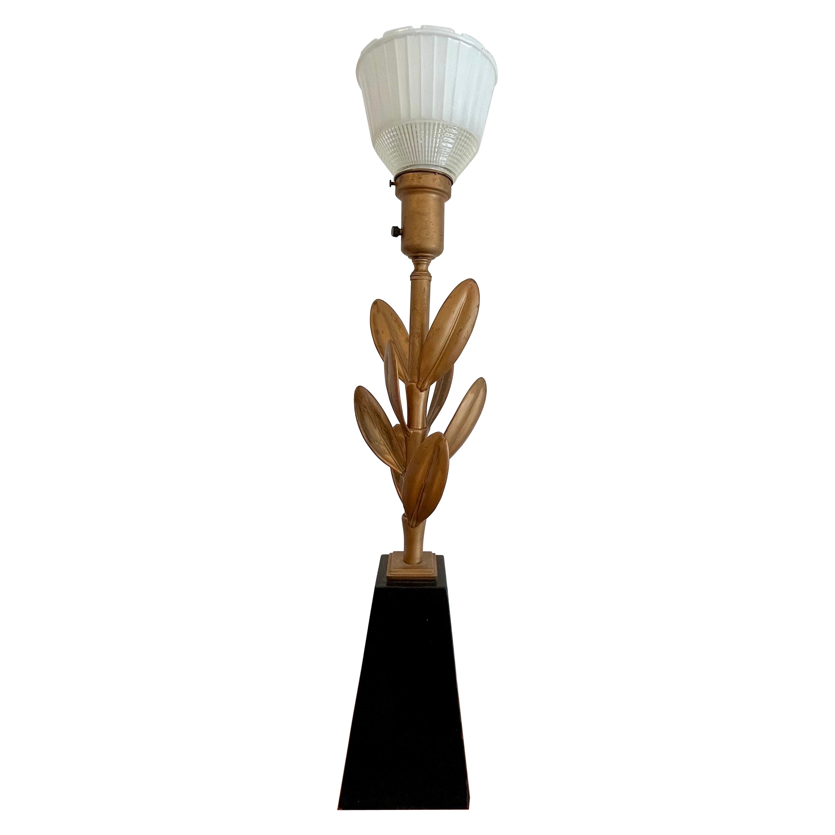 Stiffel Mid-Century Messing Sedum Blatt Floriform Tischlampe 1950er Jahre