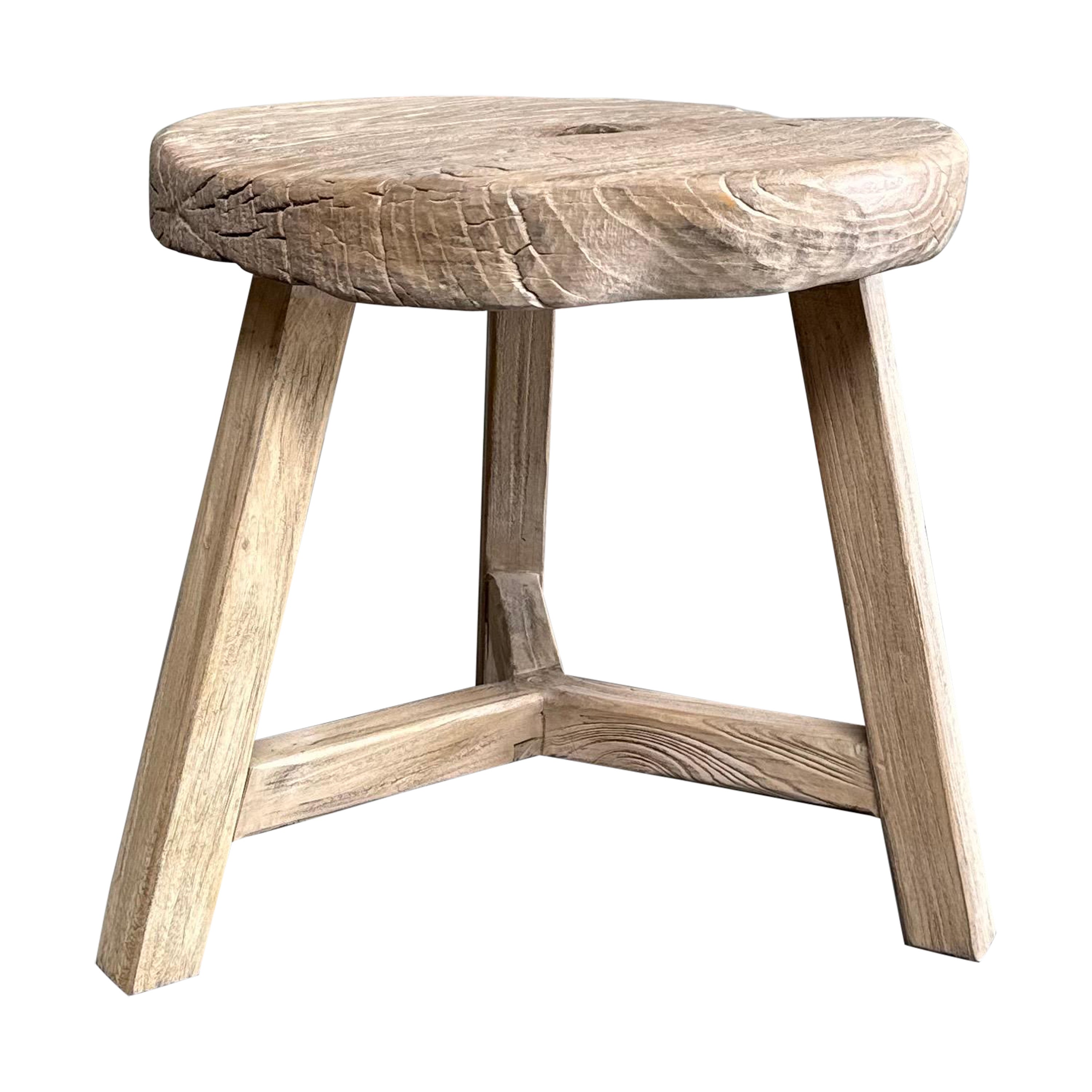 Vintage elm wood side table For Sale